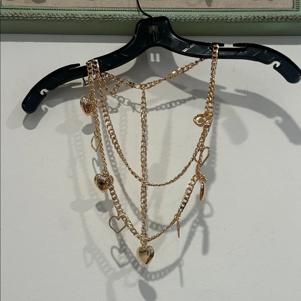 Gold Heart Charm Y2K double layer one size adjustable belt women’s